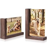 Mixoo 4x6 Picture Frames 2 Pack - Rustic Wooden Photo Frame L-shape Double Sided Frames Vertical ...