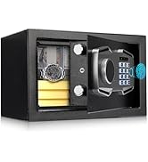MUNBYN Smart Biometric Fingerprint Safe, 3-Way Access Lock Box with Electronic Keypad, Display Sc...