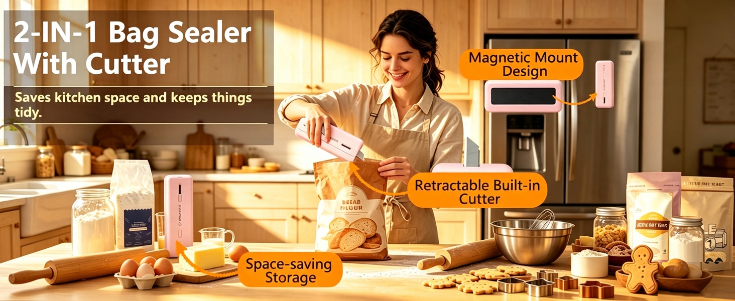 mini bag sealer bag sealer with cutter and magnet chip bag sealer magnetic sealer magnetic fridge