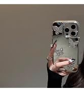 Uioeua for iPhone 14 Pro Max Cute Case,Cute Glitter Bling 3D Diamond Butterfly with Luxury Rhines...