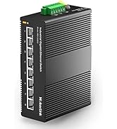 MokerLink 8 Port Gigabit Industrial DIN-Rail Ethernet Switch, 16Gbps Switching Capacity, IP40 Rat...