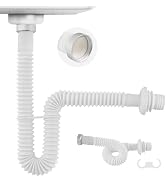 iFealClear 1-1/2" Sink Drain P-Trap Pipe with Aluminum Nut, Flexible Sink Drain Hose, 15"-31.5" O...