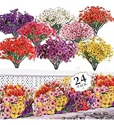24 Bundles Artificial Flowers for Outdoors/Indoors, Fake Flowers Plants for Indoor Outside Garden...