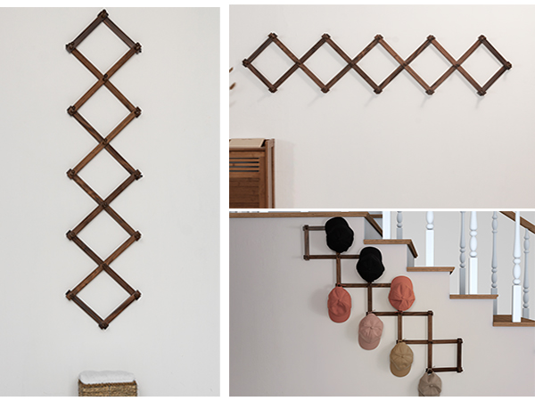 Wall coat rack for 3 installation methods, horizontal, vertical, 45° diagonal