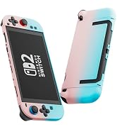 FUNDIARY Pink Blue Gradient Dockable Case for Nintendo Switch 2 with Separated Desgin, Shockproof...
