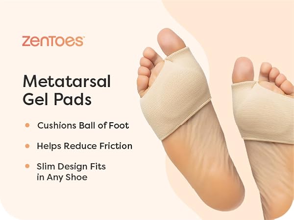 zentoes metatarsal gel pads ball of foot cushions friction reduction shock absorbtion