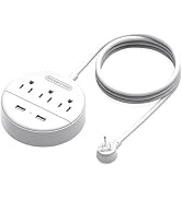 10 ft Long Extension Cord, NTONPOWER Travel Power Strip Flat Plug, 3 Outlet 2 USB Desktop Chargin...