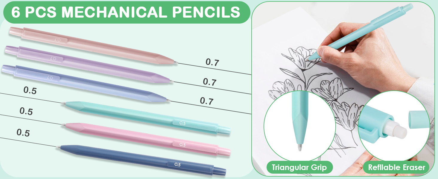 school supplies aesthetic stationery set mechanical pencil case pouch marker erasers sticky note