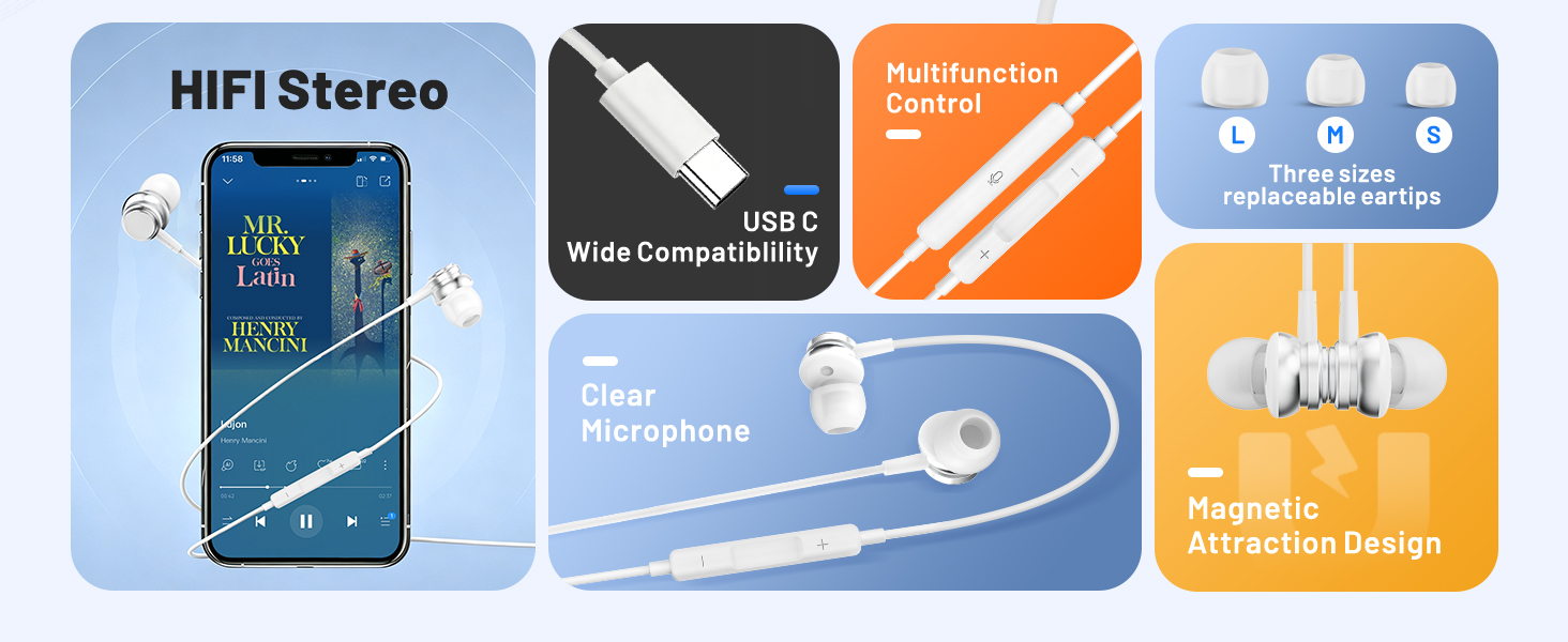 Wired earbuds usb c