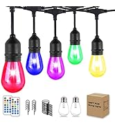 Dott Arts 100FT Outdoor String Lights with Dimmable Remotes,RGB Outdoor Lights for Patio Lights O...
