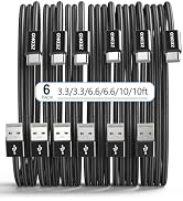 ZEDKO USB to USB C Cable 6 Pack (3/3/6/6/10/10ft) Braided USB A to Type C Fast Charging Cable for...