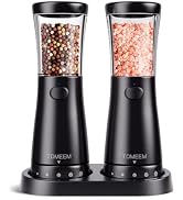 Electric Salt and Pepper Grinder Set with Storage Base, Stainless Steel Rechargeable Salt and Pep...