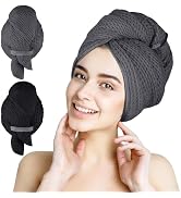 HOMEXCEL 2 Pack XL Microfiber Hair Towels Waffle Weave- 40 x 26.5 inches Fast Drying Turbans for ...