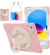 ZenRich Shockproof Case for iPad (A16) 11th/10th Generation, Pink | Pencil Holder, 360° Rotating ...