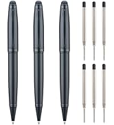 Wikult 3PCS Matte Black Ballpoint Pens with Extra Refills Set, 1mm Medium Point Black Ink, Touch ...