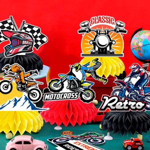 motocross themed honeycomb centerpieces