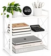Becomrock Adjustable Desktop Bookshelf, Metal Desk Shelf Organizer, White | Compact Freestanding ...