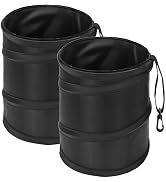 Ginsco 2Packs 2 Gallons New Leakproof Pop-up Car Trash Can, Collapsible Open-Top Hanging Car Tras...