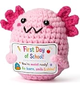 WEYON First Day of School Gift for Girls, Handmade Crochet Axolotl for Preschool Kindergarten Mid...