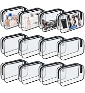 YOQIVEXU 12 Pieces Clear Makeup Bags, TSA Approved Toiletry Bag for Travel, PVC Clear Cosmetic Po...