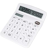 DANRONG Cute White Desktop Calculator with Big Buttons, Dual Power Source, Solar and Battery, Lar...