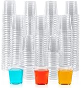 500 PACK 1 oz Plastic Shot Glasses, 1-ounce Clear Disposable Plastic Cups, Party Cups for Vodka, ...