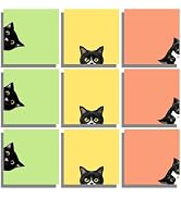 9 Pads Black Cat Sticky Notes Set, Cute Self-Stick Note Pads, Super Adhesive Memo Pads Cute Note ...