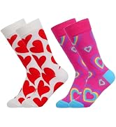 Haakong 2 Pairs Heart Socks for Women Valentines Sock Novelty Heart Socks Valentine’s Day Holiday...