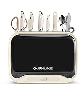 Charmline Smart Cutting Board and Knife Set with Holder, Self-Cleaning and Drying, Space-Saving K...