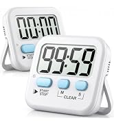 Antonki 2 Pack Digital Timer for Kids Classroom Kitchen Timers for Cooking | With 2*AAA Battery, ...
