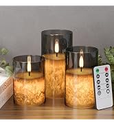 VIODAIM Crystal Texture Design Flickering Flameless Candles with Remote & Timer, Real Wax Battery...