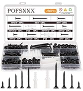 Pofsnnx 230PCS High Hardness Wood Screws Assortment Kit, #6#8 Phillips Flat Head, for Wood, Drywa...