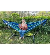 GOCAN Double Hammock 2 Person Large 220x160cm with Steel Stand and Removable Spreader bar Load 50...