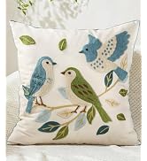 Kokaaee Embroidered Throw Pillow Cover 18x18 Inch - Summer Farmhouse Decorative Pillow Covers wit...