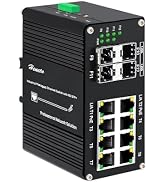 Hardened Industrial 12 Port Gigabit Managed PoE Switch, Din-Rail Network Ethernet Switch 8 RJ45 1...
