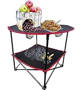 ZRSCHYG 2 Tier Outdoor Camping Gear, Foldable Camping Table with Carry Bag and 4 Cup Holders,Ligh...