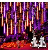 2 Pack Halloween Lights Outdoor 16 Tubes 384 LEDs Meteor Shower Rain Lights | Extendable, Timer, ...