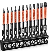 12-Pack Impact Torx Bits 3 In Long, Security Tamper Proof Torx Bit Set, Magnetic Star Bits Set To...