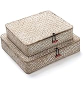 Whitewash Seagrass Basket with Lid Rectangular Decorative Storage Boxes for Shelf Organize Snack ...