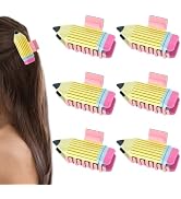 ACO-UINT 6 Pcs Pencil Claw Clips for Women Cute Pencil Shaped Claw Clips Kawaii Preppy Back to Sc...