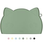 Coomazy Cat Food Mat, Thicker Dog Mat for Food and Water, Non-Slip Waterproof Silicone Mat for Fl...