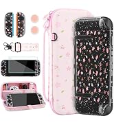 RHOTALL Pink Cherry Blossom Carrying Case for Nintendo Switch 2,Cute Sakura Protective Travel Cas...