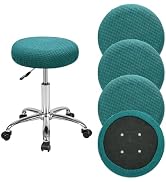 FMLIUY 4 Pcs Bar Stool Covers, 100% Polyester Forest Green Elastic Stool Covers Round, for Dia 11...