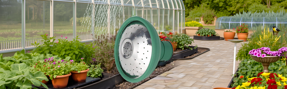 A lush, vibrant garden filled with blooming flowers and thriving plants, showcasing the product in u
