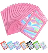 Funfery 100 pcs Pink Mylar Holographic Bags Packaging Bags,Clear Seal Resealable Smell Proof Bags...