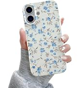 QLTYPRI for iPhone 16 Case, Cute Pink Floral Flower Pattern Aesthetic Phone Case, Raised Camera P...