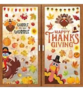 Thanksgiving Fall Window Clings, 85Pcs Turkey Window Stickers Deals for Glass Windows, Thanksgivi...