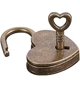 Galyacht Antique Brass Heart Shape Padlock, Key Lock, Bronze, Padlock, Travel, Storage