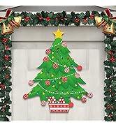 chiazllta Merry Christmas Wooden Hanging Sign Door Decoration Christmas Tree Welcome Sign for Hom...