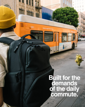 commuter with backpack